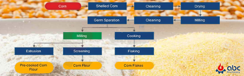 corn grits anc maize flour making flow chart