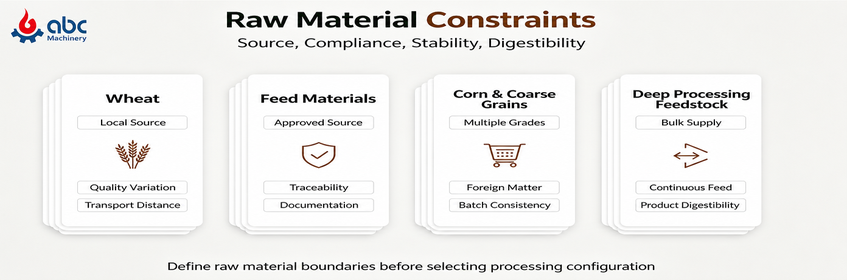 Raw material constraints infographic for Kazakhstan grain mill