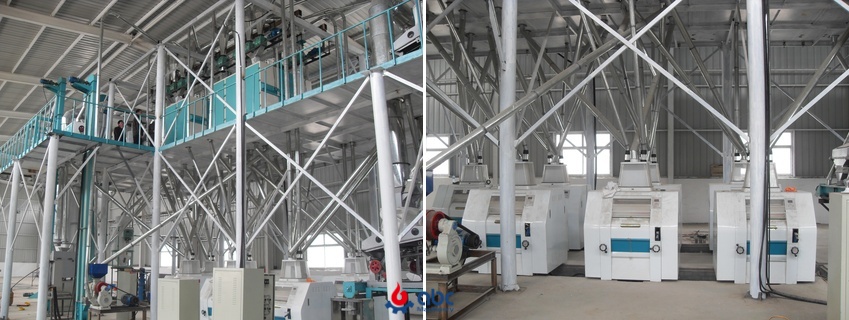 Interior View of a Large Automated Flour Mill